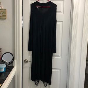 Long sheer sweater with ripper detail